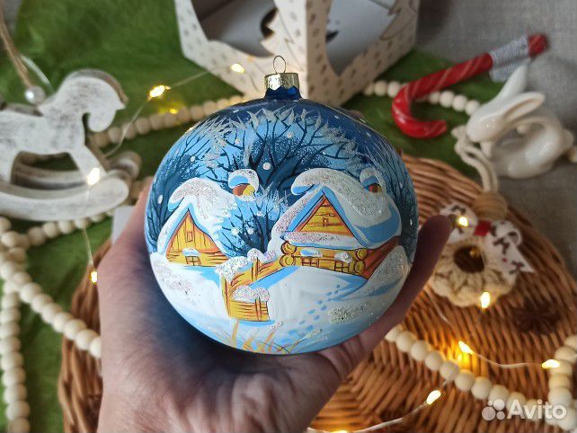 Стеклянный шар на ёлку 10 см. Новый
