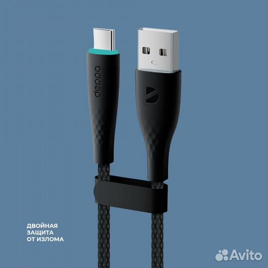 Кабель Deppa Fly USB - USB-C, 1м, черный