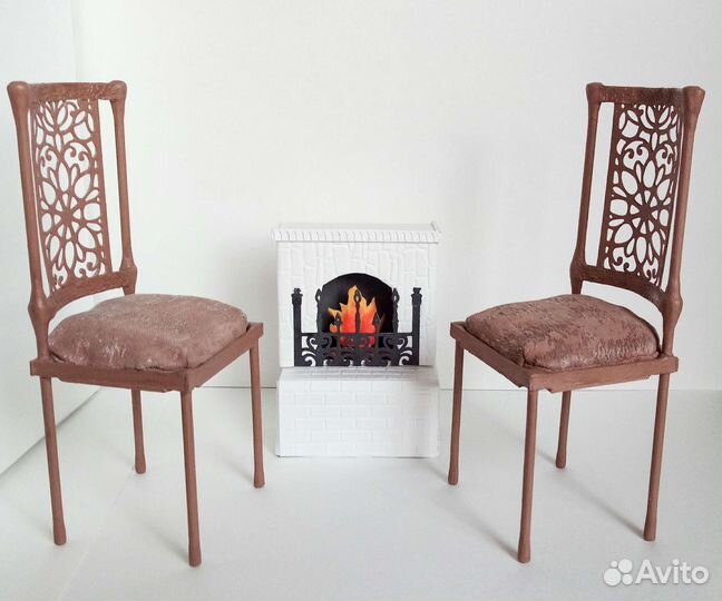 Камин и стулья для кукол барби и блайз