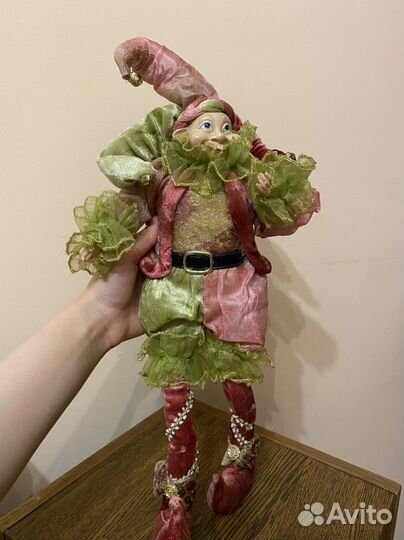 Кукла интерьерьерная новогодняя игрушка Шут