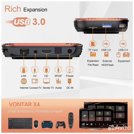 Смарт тв приставка Vontar X4 4/32 Гб бокс