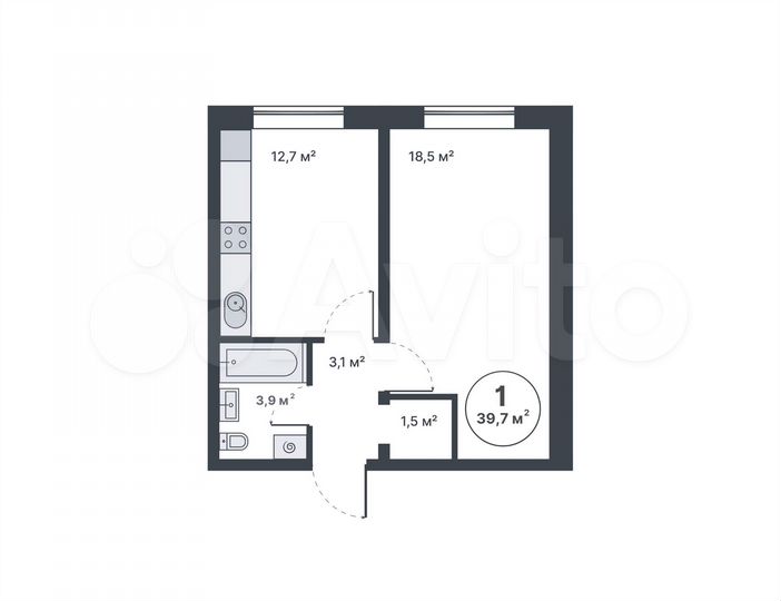 1-к. квартира, 39,7 м², 13/14 эт.