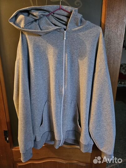 Серое зип худи кофта серая