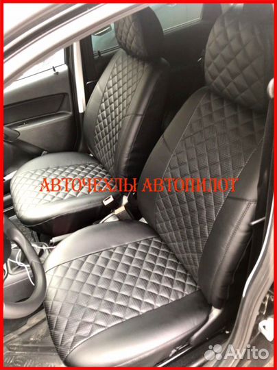 Чехлы Автопилот LADA Xray из экокожи чёрные Ромб