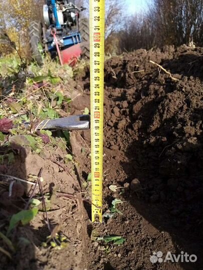 Вспашка земли мотоблоком, минитрактором