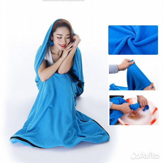 Спальный мешок (вкладыш) Флисовый (микс) (синий)