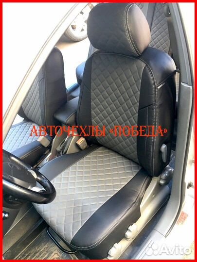 Чехлы Chevrolet Lacetti из экокожи чёрно-серые Ром