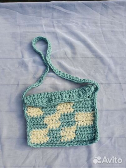 Cумка вязанная в клеточку новая