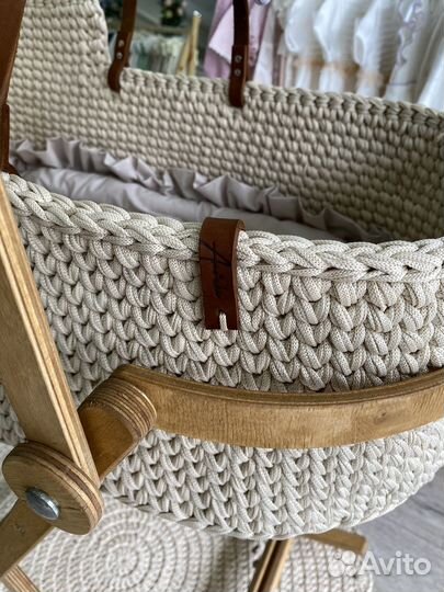 Вязанная люлька корзина для выписки вналичии