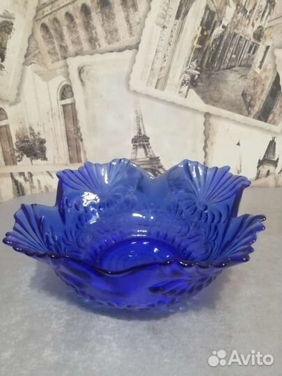 Ваза синее стекло СССР