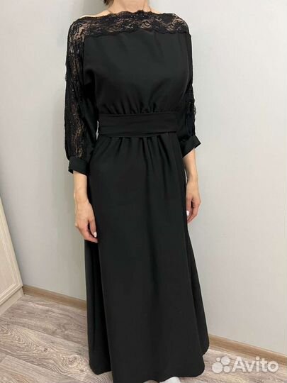 Черное платье в пол Бархатный халат