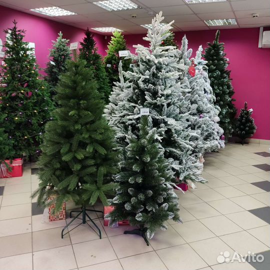 Елки искусственные литые, пвх, светодиодные