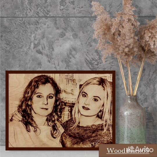 Портрет по фото на дереве