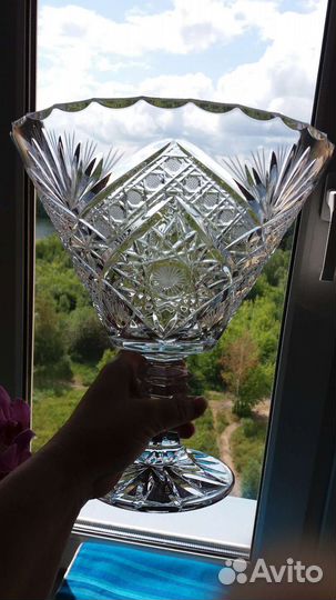 Ваза для фруктов на ножке хрусталь