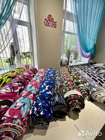 Ткань кулирка с принтами и однотон на вес