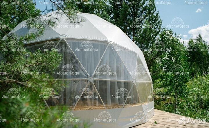 Летний геокупол для глэмпинга. Сферический шатер