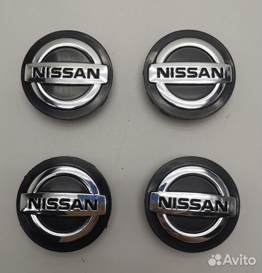 4шт колпаки Nissan для литых дисков, C570 черные