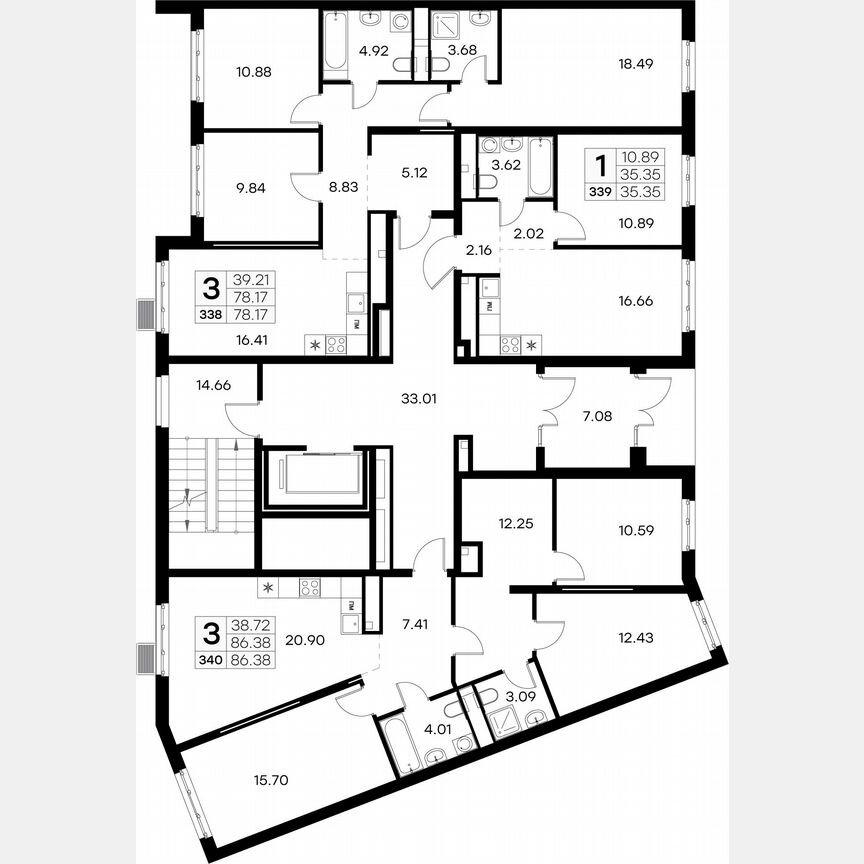 3-к. квартира, 82 м², 2/9 эт.