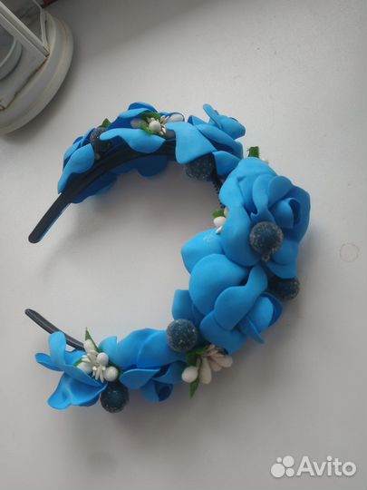 Ободок для волос с цветами ручной работы