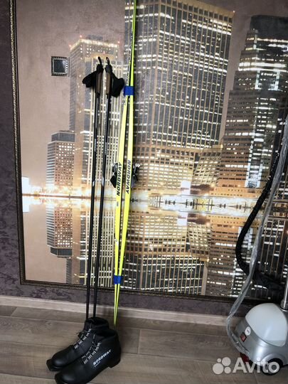 Лыжи беговые 193см + ботинки 43р + палки 137см