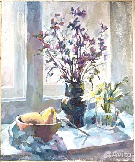 Картина маслом на холсте, натюрморт с цветами