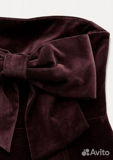 Zara оригинал бархатное платье С бантом S