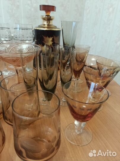 Фужеры, рюмки цветное стекло Богемия и СССР