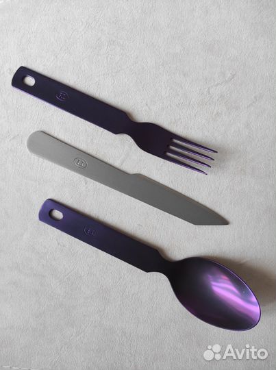 Ложка, вилка, нож титановые.Набор