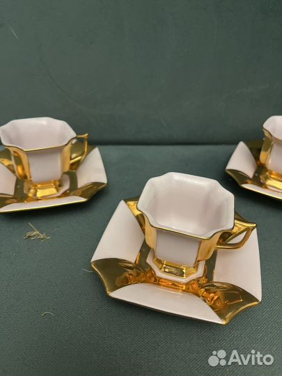 Кофейные пары 3 шт Розовый фарфор Чехия