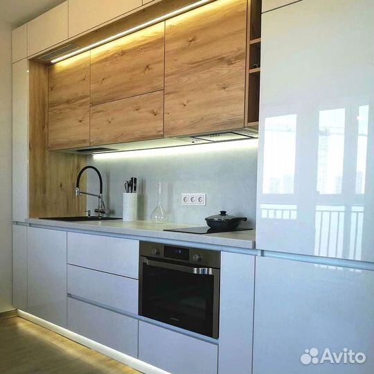 Прямая кухня мдф фасады