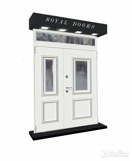 Металлическая парадная дверь с верхней фрамугой