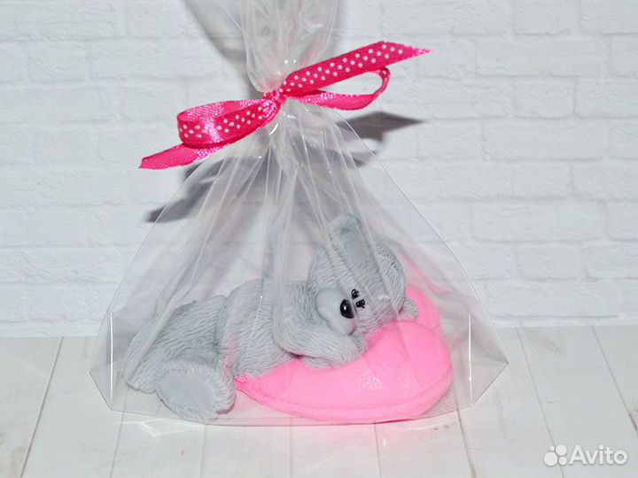 Мишка Тедди на сердце мыло ручной работы