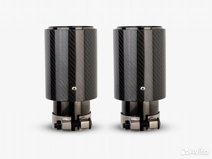 Насадки на глушитель M style 90 карбон чёрный