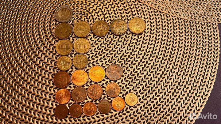 Евроценты монеты 24 шт