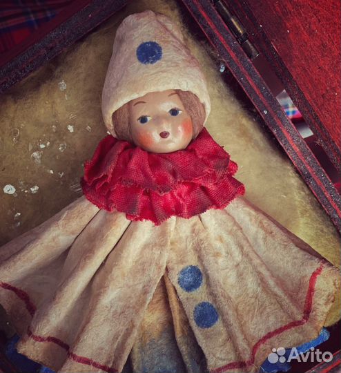 Ватные игрушки Коломбины в ретро стиле