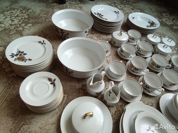 Cервиз Золотая роза гдр Henneberg Porzellan 1777