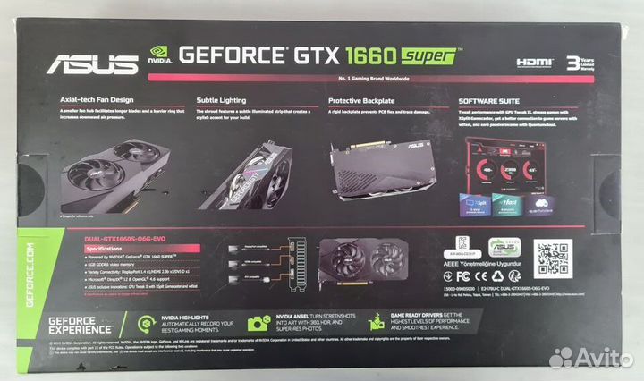 Видеокарта 6Gb Asus GTX1660 Super Dual (новые)