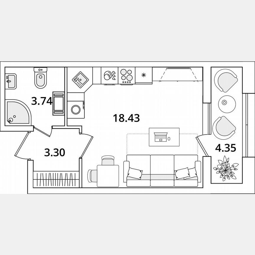 Квартира-студия, 27,7 м², 9/22 эт.