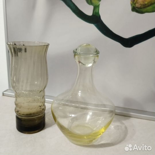 Ваза и графин СССР, цветное стекло