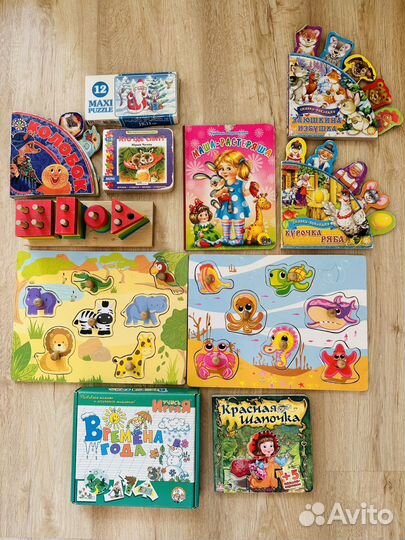 Деревянные пазлы и книжки