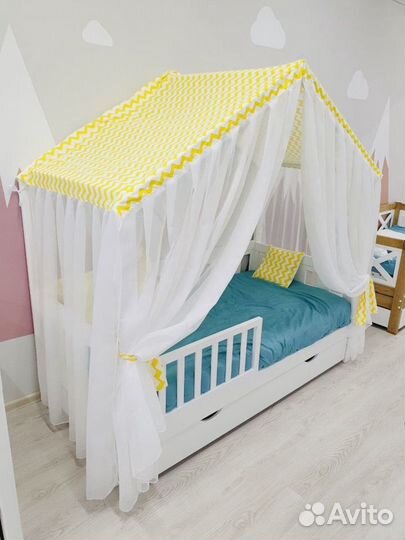 Крыша и занавески для кровати домика