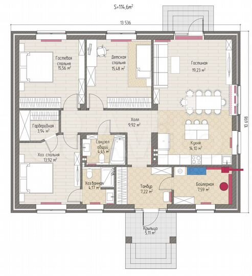 Коттедж 115 м² на участке 10 сот.