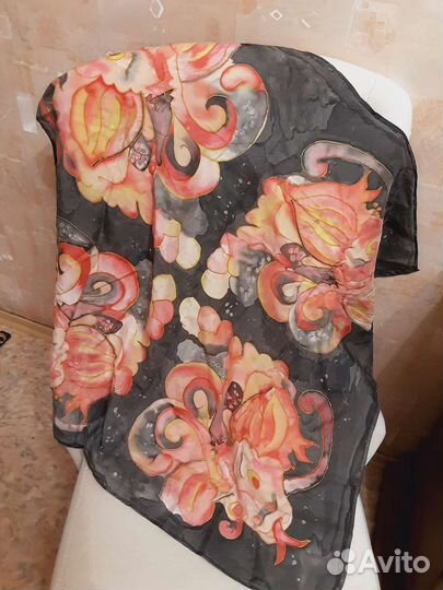 Платок натуральный шелк винтаж СССР