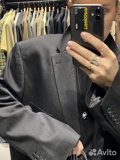 Винтажный большой оверсайз пиджак 54% шерсть
