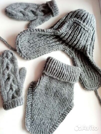 Шапка ушанка, снуд, варежки