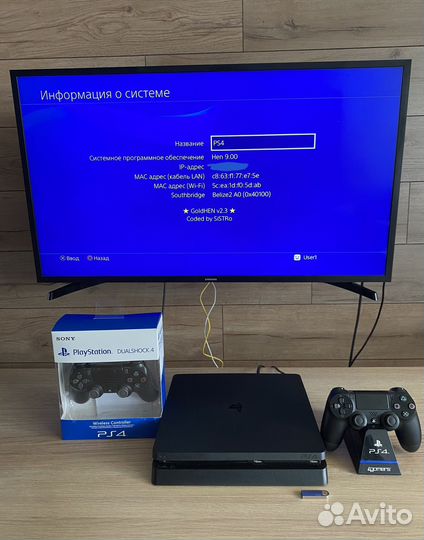 Прошитая (9.00) Sony PS4 slim 500gb (2 геймпада)