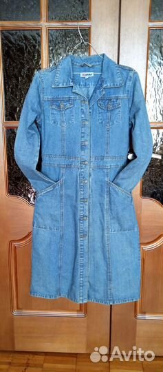 Denim DNM фирменное джинсовое платье плащ 42-44 XS