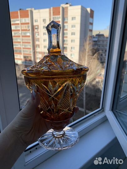 Бамбоньерка цветной хрусталь Германия Нахтманн