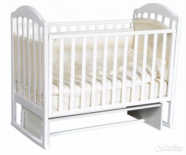 Детская кроватка Антел Анита белая, с маятником