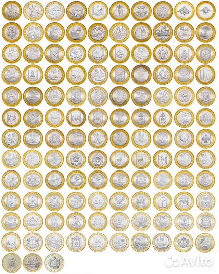 Монеты набор биметалла 10 рублей 2000-2020 без чяп